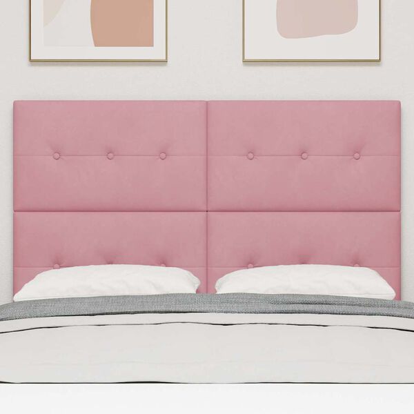 vidaXL Kopfteil mit LED -Streifenleuchten mit Kopfteil Rosa 72 cm Samt