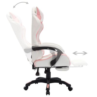 vidaXL Gaming-Stuhl mit RGB LED-Leuchten Rosa und Weiß Kunstleder