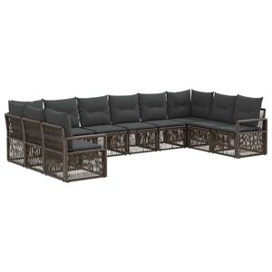 vidaXL Gartensofa-set 10 stk. Grau Poly-Rattan