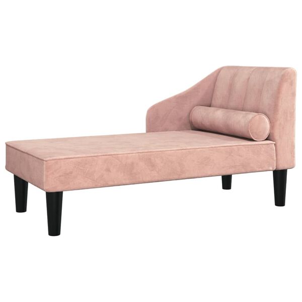 vidaXL Chaiselongue mit Nackenrolle Rosa Samt