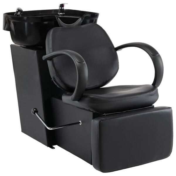 vidaXL Salon-Waschstuhl mit Waschbecken, Kunstleder, Schwarz