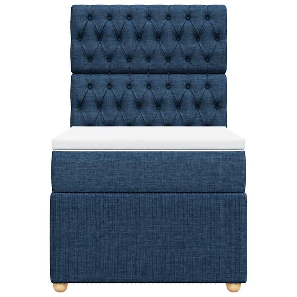 vidaXL Boxspringbett mit Matratze Blau 100x200 cm Stoff