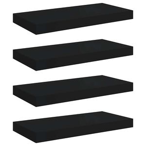 vidaXL Schweberegale 4 Stk. Schwarz 50x23x3,8 cm MDF