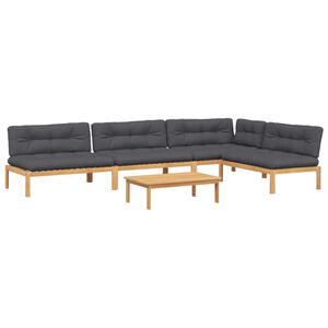 vidaXL 5-tlg. Garten-Sofagarnitur aus Paletten mit Kissen Akazienholz
