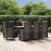 vidaXL 9-tlg. Garten-Essgruppe mit Kissen Schwarz Poly Rattan