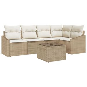 vidaXL Gartensofa-set mit Kissen 6 pcs Beige und Creme Poly-Rattan