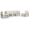 vidaXL 5-tlg. Garten-Lounge-Set mit Kissen Anthrazit Poly Rattan