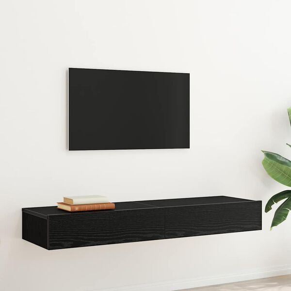 vidaXL TV-Schr&auml;nke mit LED-Leuchten 2 Stk. Schwarze Eiche 60x35x15,5 cm