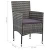 vidaXL 5-tlg. Garten-Essgruppe mit Kissen Poly Rattan Grau