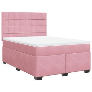 vidaXL Boxspringbett mit Matratze Rosa 140x200 cm Samt