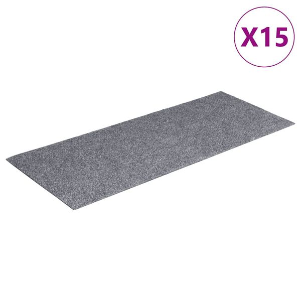 vidaXL Stufenmatten Selbstklebend 15 Stk. 60x25 cm Hellgrau Rechteckig