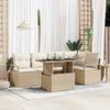 vidaXL Garten-Sofa-Set mit Kissen 6 pcs Beige und Creme Poly-Rattan