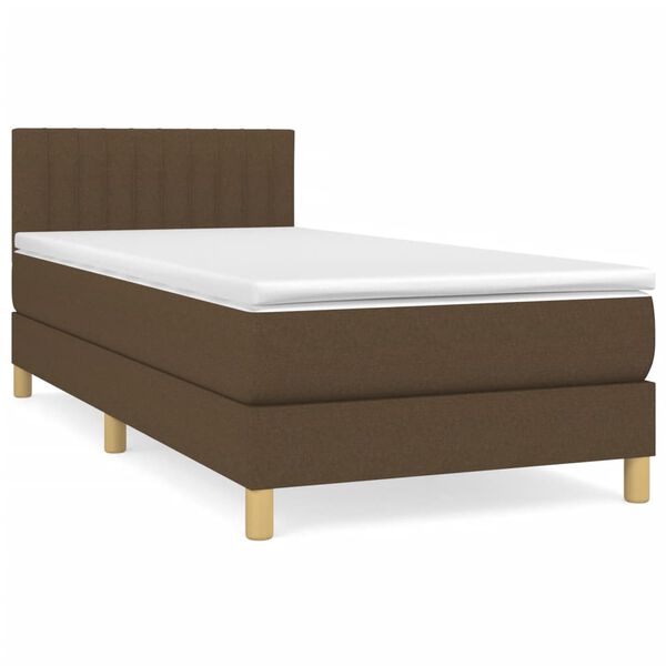 vidaXL Boxspringbett mit Matratze Dunkelbraun 90x190 cm Stoff