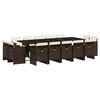 vidaXL 15-tlg. Garten-Essgruppe mit Kissen Braun Poly Rattan