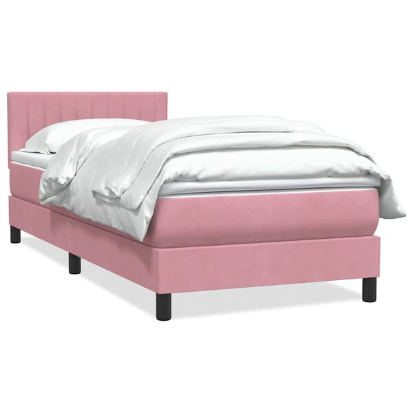 vidaXL Boxspringbett mit Matratze Rosa 80x220 cm Samt