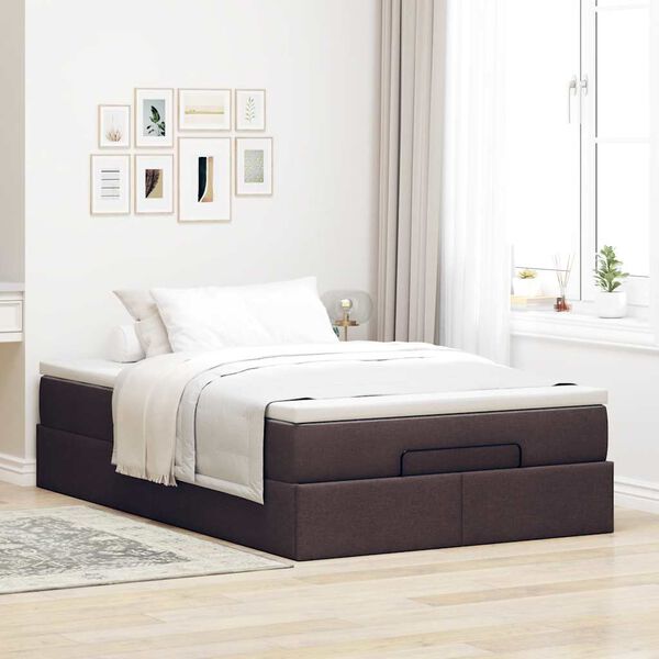 vidaXL Ottoman-Bett mit Matratze Dunkelbraun 120x190 cm Stoff
