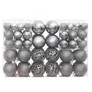 vidaXL Weihnachtskugeln 100 Stk. Grau 3 / 4 / 6 cm