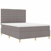 vidaXL LED Boxspringbett mit Matratze Taupe 140 x 200 cm Stoff