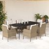 vidaXL 7-tlg. Garten-Essgruppe mit Kissen Beige Poly Rattan