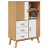 vidaXL Highboard OLDEN Wei&szlig; und Braun 85x43x125 cm Massivholz Kiefer