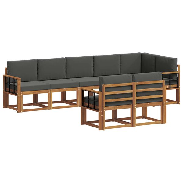 vidaXL Outdoor-Sofagarnitur mit Kissen 8 pcs Natur und Anthrazit