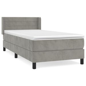 vidaXL Boxspringbett mit Matratze Hellgrau 80x200 cm Samt