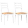 vidaXL Esszimmerstühle 2 Stk. Weiß Massivholz Gummibaum