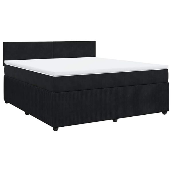 vidaXL Boxspringbett mit Matratze Schwarz 180x200 cm Samt