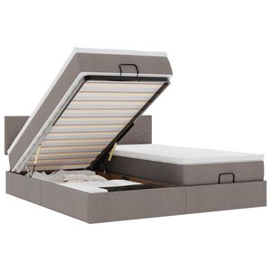 vidaXL Ottoman-Bett mit Matratzen Taupe 160x200 cm Stoff