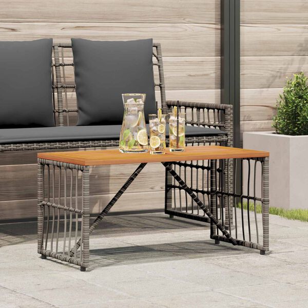 vidaXL Tisch f&uuml;r Outdoor Grau 80 x 40 x 40 cm Stahl und Poly Rattan