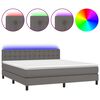 vidaXL Boxspringbett mit Matratze & LED Grau 180x200 cm Kunstleder