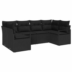 vidaXL Gartensofa-set mit Kissen 6 pcs Schwarz Poly-Rattan