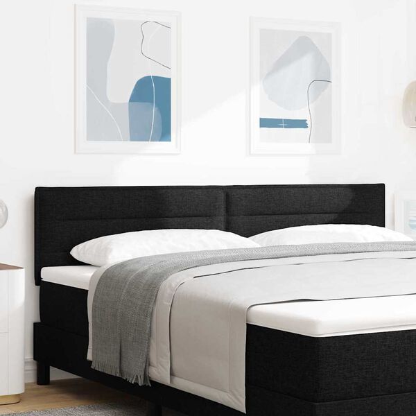 vidaXL LED Kopfteil mit LED-Lichtleisten Schwarz 180 cm Polyester