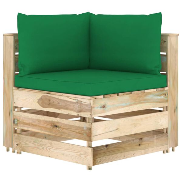 vidaXL 6-tlg. Garten-Lounge-Set mit Kissen Gr&uuml;n Impr&auml;gniertes Holz
