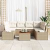 vidaXL Garten-Sofa-Set mit Kissen 7 pcs Beige Poly Rattan