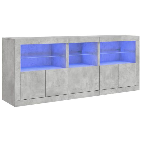 vidaXL Sideboard mit LED-Leuchten Betongrau 162x37x67 cm