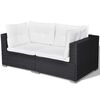 vidaXL 5-tlg. Garten-Lounge-Set mit Auflagen Poly Rattan Schwarz