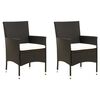 vidaXL Gartenst&uuml;hle mit Kissen 2 Stk. Poly Rattan Schwarz