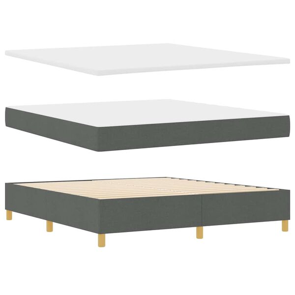 vidaXL Boxspringbett mit Matratze Dunkelgrau 180 x 200 cm Stoff