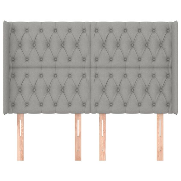 vidaXL Kopfteil mit Ohren Hellgrau 147x16x118/128 cm Stoff