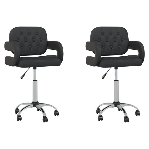 vidaXL Esszimmerst&uuml;hle 2 Stk. Drehbar Schwarz Kunstleder