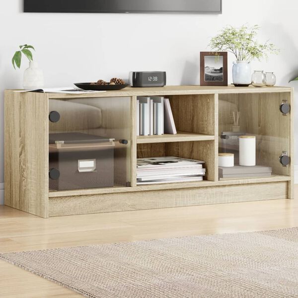 vidaXL TV-Schrank mit Glast&uuml;ren Sonoma-Eiche 102x37x42 cm