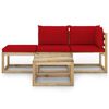 vidaXL 4-tlg. Garten-Lounge-Set mit Kissen in Rot