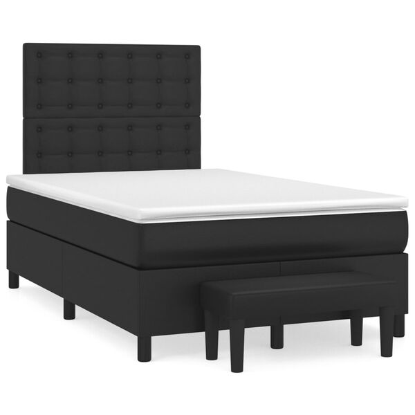 vidaXL Boxspringbett mit Matratze Schwarz 120x200 cm Kunstleder