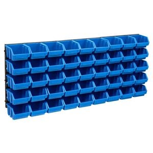 vidaXL 48tlg. Beh&auml;lter-Set f&uuml;r Kleinteile mit Wandplatten Blau Schwarz