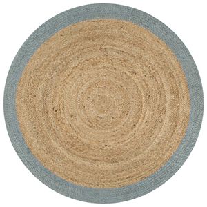 vidaXL Teppich Handgefertigt Jute mit Olivgr&uuml;nem Rand 90 cm