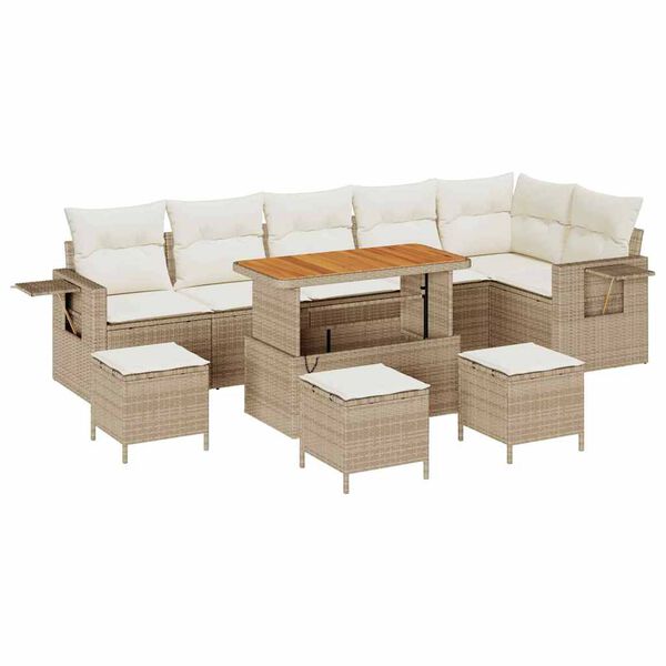 vidaXL Gartensofa-set mit Kissen 12 pcs Beige und Creme Poly-Rattan