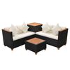 vidaXL 4-tlg. Garten-Lounge-Set mit Auflagen Poly Rattan Schwarz