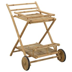 vidaXL Servierwagen mit R&auml;dern Natur 79 x 67,5 x 84 cm Bambus