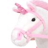 vidaXL Pl&uuml;schtier Einhorn Stehend Pl&uuml;sch Wei&szlig; und Rosa XXL